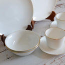 GOLD LINE MEAT PLATE, BOWL, CUP & SAUCER SET (2 PIECES EACH), Porcelain