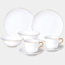 GOLD LINE MEAT PLATE, BOWL, CUP & SAUCER SET (2 PIECES EACH), Porcelain