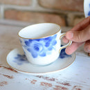 BLUE ROSE CUP & SAUCER, DESSERT PLATE, Porcelain