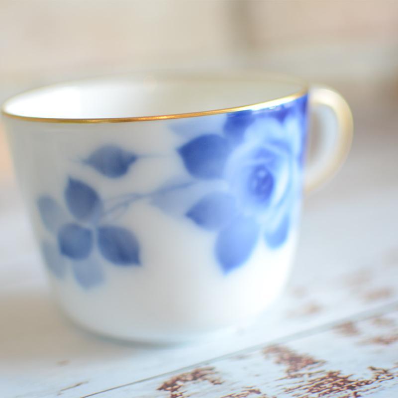 BLUE ROSE CUP & SAUCER, DESSERT PLATE, Porcelain