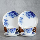 BLUE ROSE CUP & SAUCER, DESSERT PLATE SET (2 PIECES EACH), Porcelain