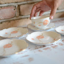 FLOWER BALL JAPANESE TEA CUP, FLOWER SHAPED SMALL PLATE (5 PIECES EACH), Porcelain