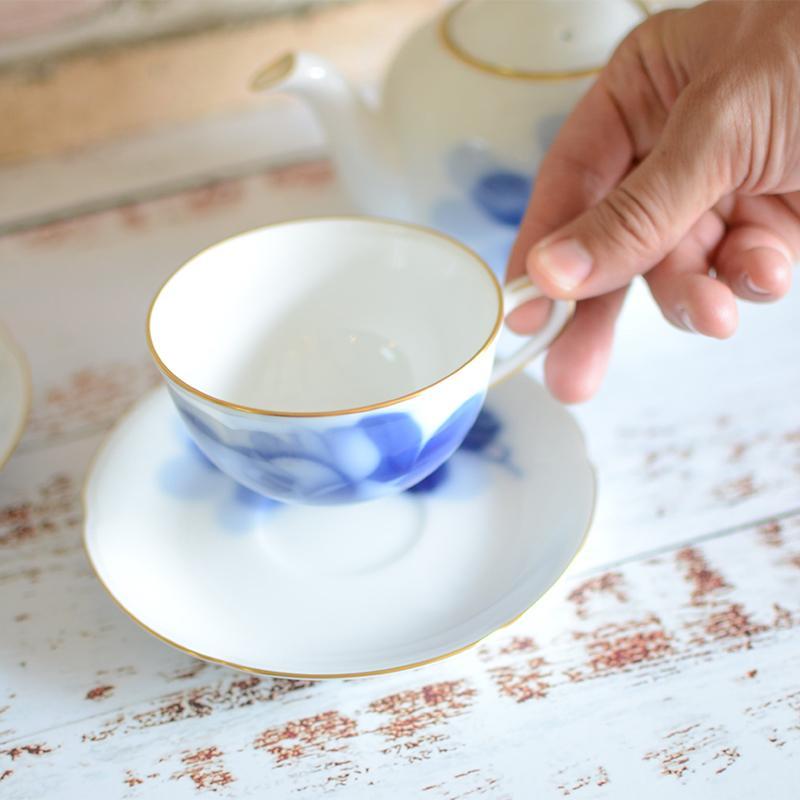 BLUE ROSE CUP & SAUCER (2 PIECES EACH), TEA POT, Porcelain
