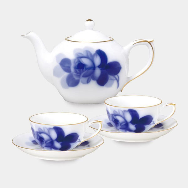 BLUE ROSE CUP & SAUCER (2 PIECES EACH), TEA POT, Porcelain ｜ARTISAN