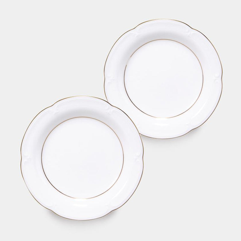GOLD LINE SMALL CAKE PLATE (2 PIECE SET), Small Dish, Porcelain
