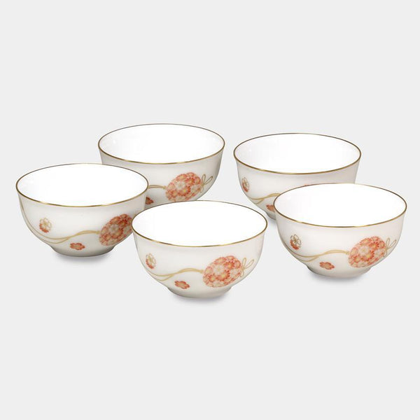 FLOWER BALL JAPANESE TEA CUP (5 PIECE SET), Porcelain