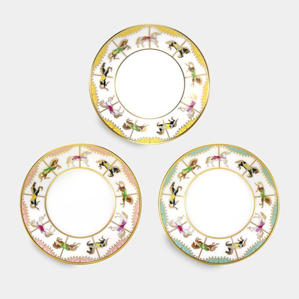 大倉陶園OKURA CHINA うまくゆく回転木馬10cm2枚セット 大倉陶園 「うまくゆく 回転木馬」 10cmミニディッシュ（3色セット