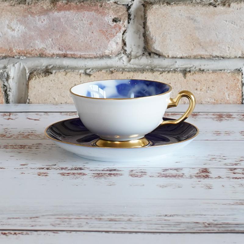 100TH ANNIVERSARY BLUE ROSE CUP & SAUCER, Coffee Cup, Tea Cup, Porcelain