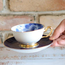 100TH ANNIVERSARY BLUE ROSE CUP & SAUCER, Coffee Cup, Tea Cup, Porcelain