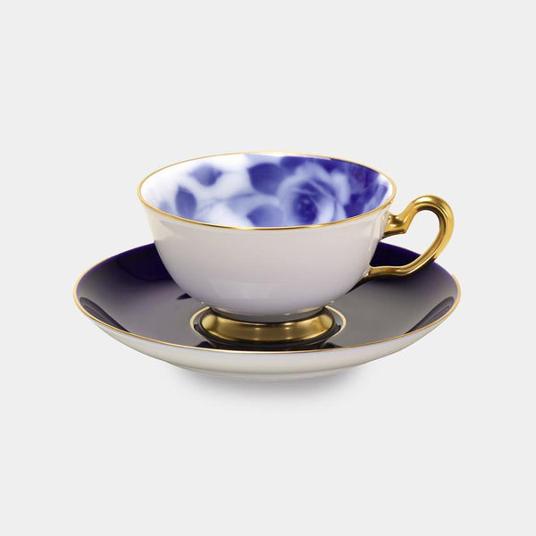 100TH ANNIVERSARY BLUE ROSE CUP & SAUCER, Coffee Cup, Tea Cup, Porcelain