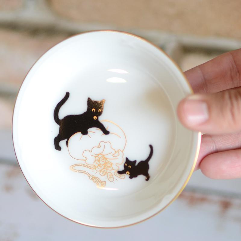 LUCKY BLACK CAT SMALL DISH PART-1, Small Plate, Porcelain