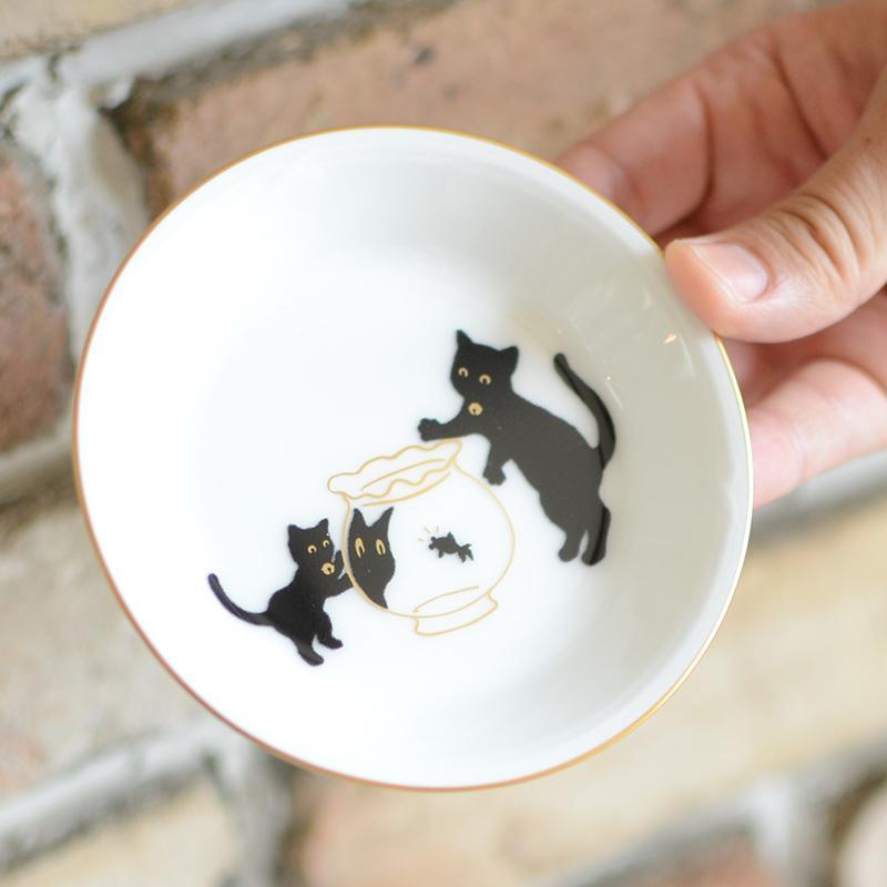 LUCKY BLACK CAT SMALL DISH PART-2, Small Plate, Porcelain