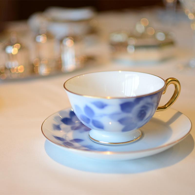 BLUE ROSE CUP & SAUCER, Coffee Cup, Tea Cup, Porcelain
