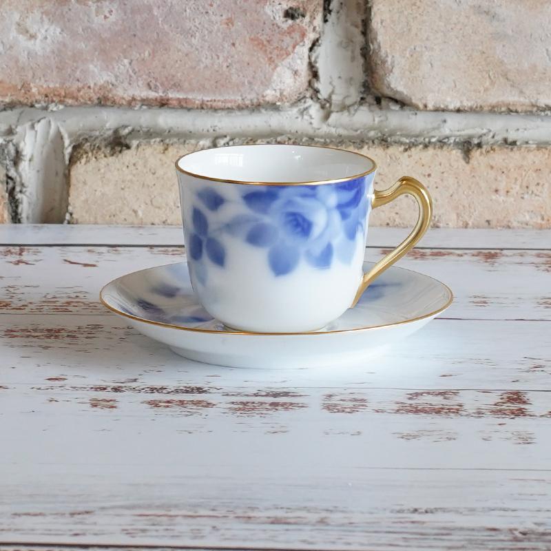 BLUE ROSE COFFEE CUP & SAUCER, Coffee Cup, Tea Cup, Porcelain