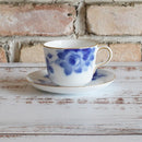 BLUE ROSE MORNING CUP & SAUCER, Coffee Cup, Tea Cup, Porcelain