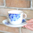 BLUE ROSE MORNING CUP & SAUCER, Coffee Cup, Tea Cup, Porcelain
