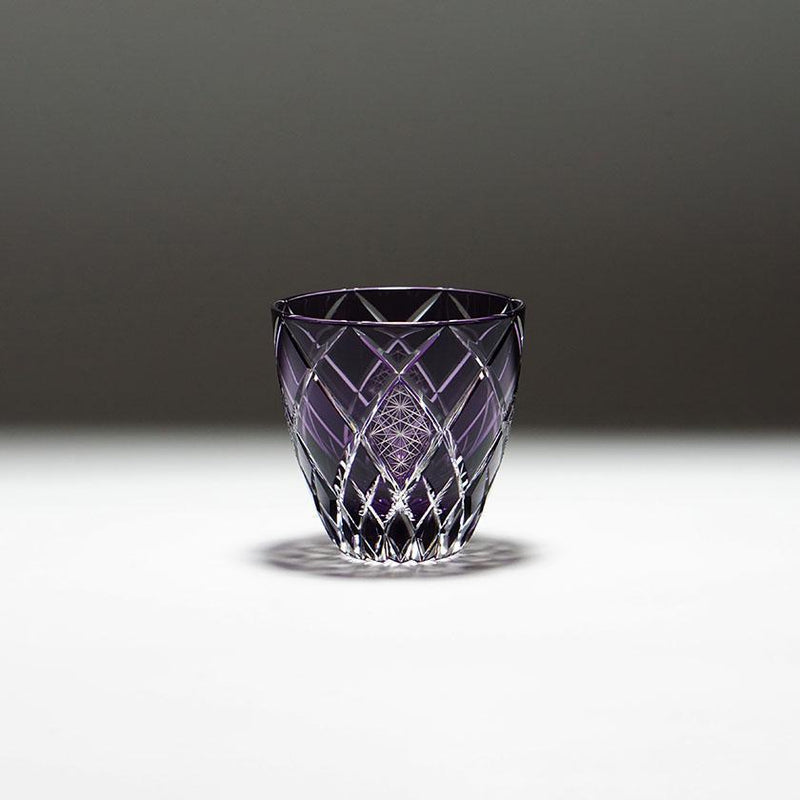 GUINOMI KIKU YARAI (PURPLE), Sake Glass, rinzen Kiriko