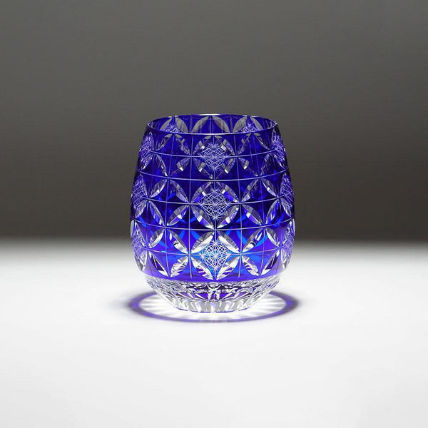 KIKU SHIPPO (BLUE), Glass, rinzen Kiriko