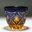 COLD SAKE GLASS GINWAN NO HANA (BLUE & ORANGE), rinzen Kiriko