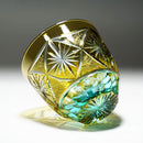 COLD SAKE GLASS GINWAN NO HANA (YELLOW & SKY BLUE), rinzen Kiriko
