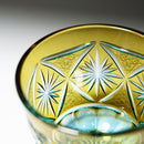 COLD SAKE GLASS GINWAN NO HANA (YELLOW & SKY BLUE), rinzen Kiriko