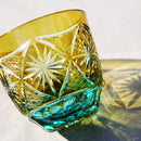 COLD SAKE GLASS GINWAN NO HANA (YELLOW & SKY BLUE), rinzen Kiriko