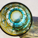 COLD SAKE GLASS GINWAN NO HANA (YELLOW & SKY BLUE), rinzen Kiriko