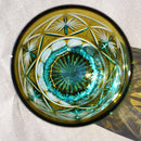 COLD SAKE GLASS GINWAN NO HANA (YELLOW & SKY BLUE), rinzen Kiriko