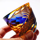 COLD SAKE GLASS HOU EI (BLUE & ORANGE), rinzen Kiriko