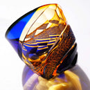 COLD SAKE GLASS HOU EI (BLUE & ORANGE), rinzen Kiriko