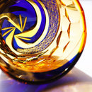 COLD SAKE GLASS HOU EI (BLUE & ORANGE), rinzen Kiriko