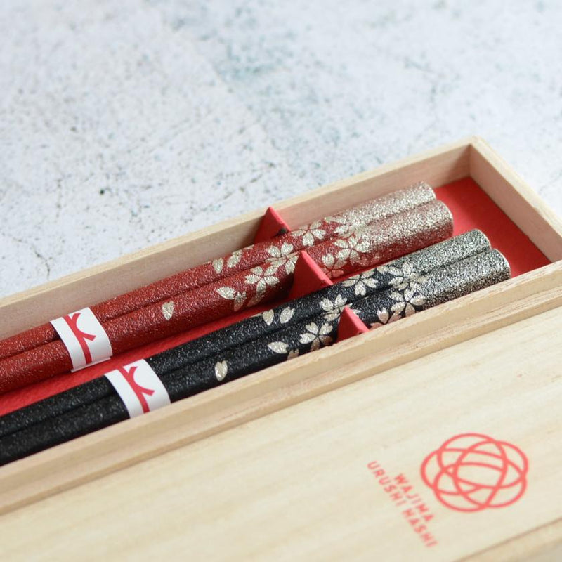 Red Wood Cherry Blossom Chopstick and Holder Luxury Gift Set (2 pairs)