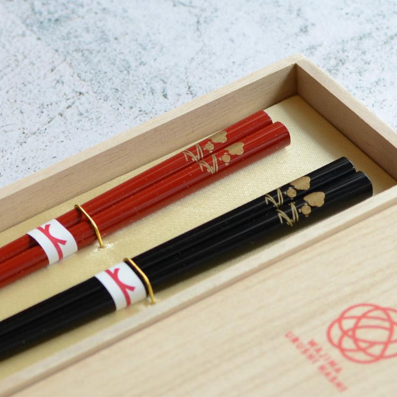 HAND-DRAWN GOLD OR SILVER LACQUR KOTOBUKI MATSUBAYO (2 PAIRS), Chopsticks, Wajima Lacquerware
