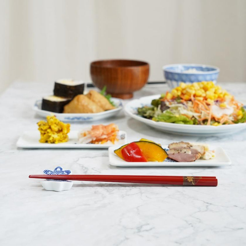 HAND-DRAWN GOLD OR SILVER LACQUR FUJI CHERRY BLOSSOM RED (1 SET), Chopsticks, Wajima Lacquerware
