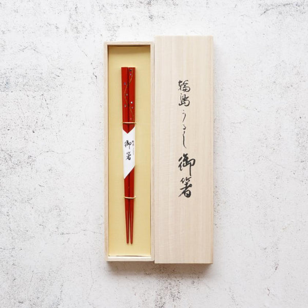 HAND-DRAWN GOLD OR SILVER LACQUR SPRAY RED (1 SET), Chopsticks, Wajima Lacquerware