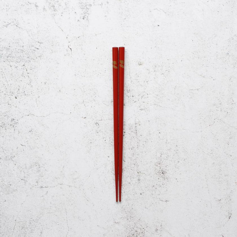 HAND-DRAWN GOLD OR SILVER LACQUR NAMICHIDORI RED (1 SET), Chopsticks, Wajima Lacquerware