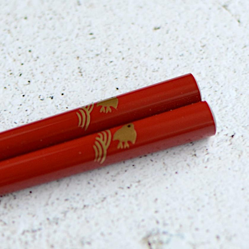 HAND-DRAWN GOLD OR SILVER LACQUR NAMICHIDORI RED (1 SET), Chopsticks, Wajima Lacquerware