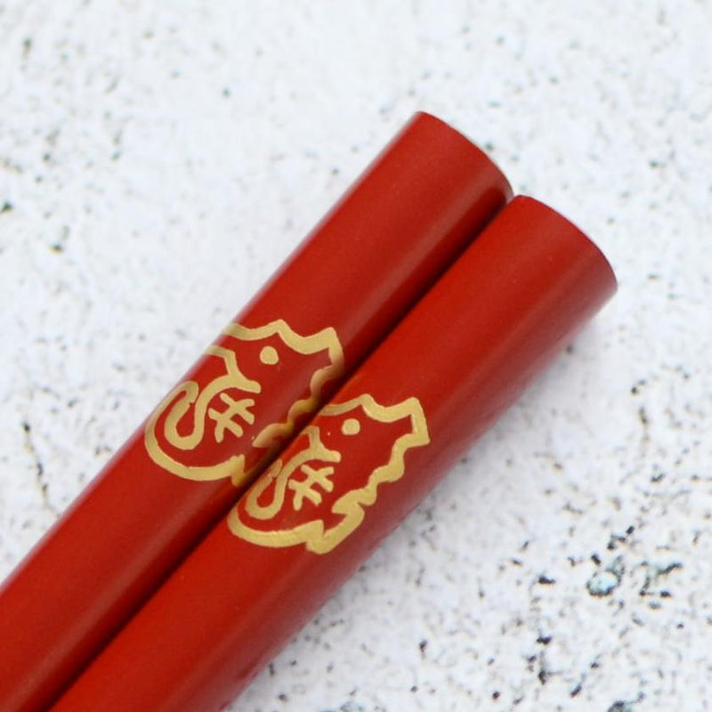 JAPANESE ZODIAC DRAGON RED FOR CHILDREN (1 SET), Chopsticks, Wajima Lacquerware