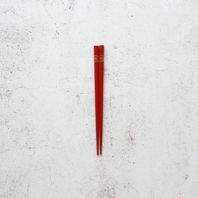 JAPANESE ZODIAC WILD BOAR RED FOR CHILDREN (1 SET), Chopsticks, Wajima Lacquerware