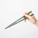 十八膳 箸 凛 ぎん・緑 (1膳)【漆 拭き漆 真塗】