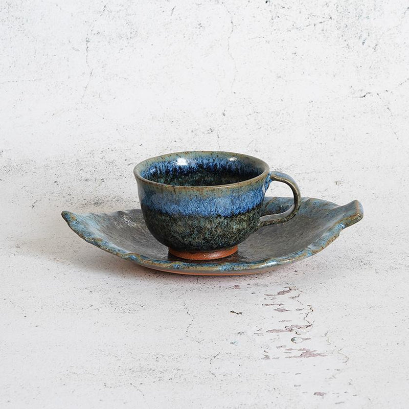Set of 2) Artisan Designer Porcelain Matte Black Espresso Coffee Tea Cup &  Saucer Set, 80ml