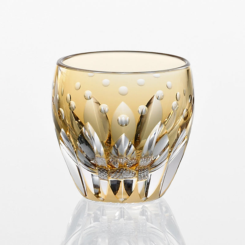 SAKE CUP SUNFLOWER by Satoshi Nabetani, Master of Traditional Crafts, Sake glass, Edo Kiriko, Kagami Crystal