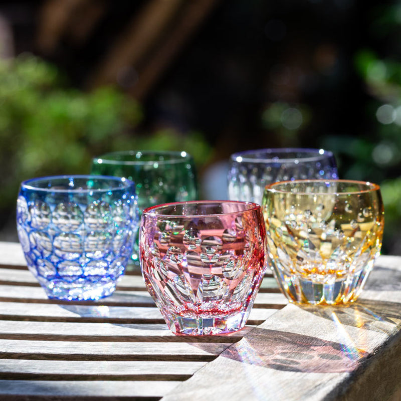 SAKE CUP SUNFLOWER by Satoshi Nabetani, Master of Traditional Crafts, Sake glass, Edo Kiriko, Kagami Crystal