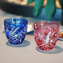 PAIR OF SAKE CUPS SEIBO (STARRY SKY), Sake glass, Edo Kiriko, Kagami Crystal
