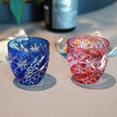 PAIR OF SAKE CUPS SEIBO (STARRY SKY), Sake glass, Edo Kiriko, Kagami Crystal
