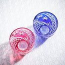 PAIR OF SAKE CUPS SEIBO (STARRY SKY), Sake glass, Edo Kiriko, Kagami Crystal