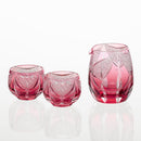 SAKE SET KAGURA by Tatsuya Nemoto, Master of Traditional Crafts, Edo Kiriko, Kagami Crystal