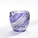 FISH SCALES STRIP PURPLE, Sake glass, Edo Kiriko, Kagami Crystal