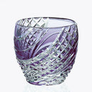 FISH SCALES STRIP PURPLE, Sake glass, Edo Kiriko, Kagami Crystal