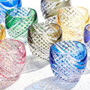 FISH SCALES STRIP, Sake glass, Edo Kiriko, Kagami Crystal